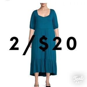 Terra & Sky Blue Tiered Boho Maxi Dress